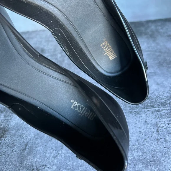 Melissa Black Flats with Bow - Picture 8 of 10